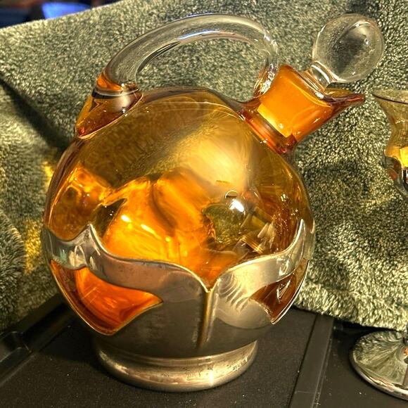 Art Deco Chrome Decanter Cocktail Set Cambridge Krome Kraft Farber Bros - Picture 14 of 16